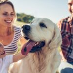 Family with white dog